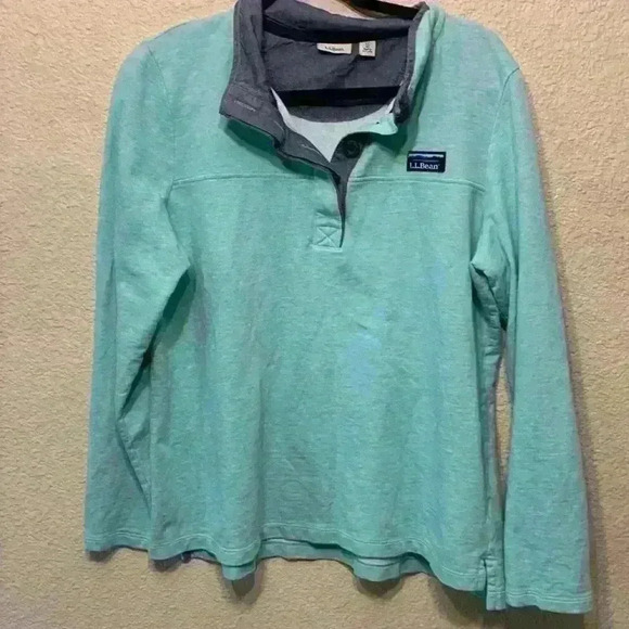 LL bean teal button tee sz XL camping hiking fall winter casual outdoor basic - Picture 1 of 10